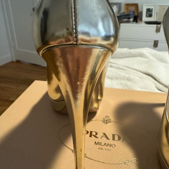 Prada Gold Metallic Platform Pumps - Picture 5 of 5